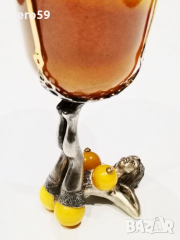 RRR Уникат,авторска работа,сребърна чаша и кехлибар натурален, снимка 6 - Антикварни и старинни предмети - 27420806