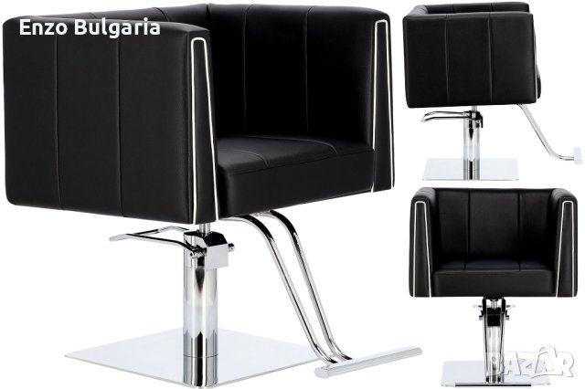 Хидравличен въртящ се фризьорски стол Dante за фризьорски салон с поставка за крака FJ-83035-BLACK-F, снимка 1