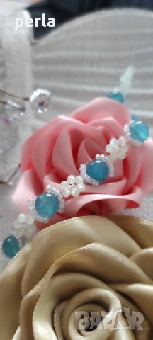 Ръчно изработена тройна гривна "Блясък в тъмнината", снимка 5 - Гривни - 44035794