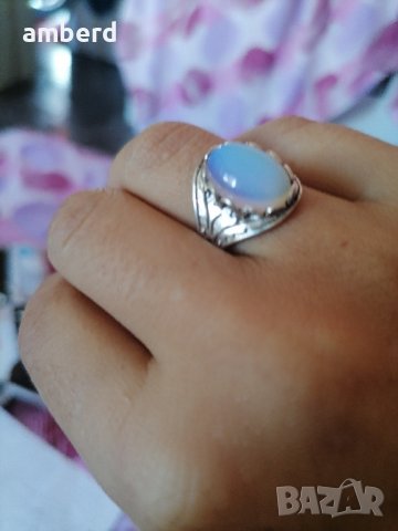 Сребърен пръстен с лунен камък - модел R106, снимка 6 - Пръстени - 43876985