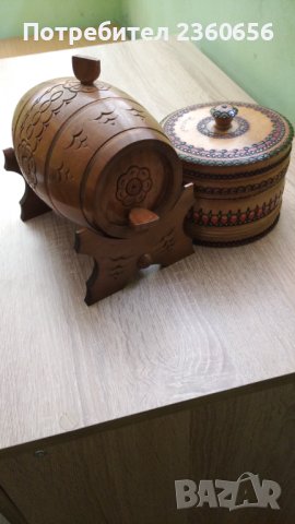 Дървено буре с дърворезба, снимка 6 - Декорация за дома - 43981959