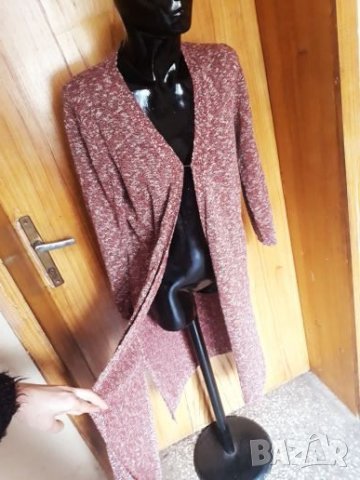 Дълга бордо жилетка Л/ХЛ, снимка 2 - Жилетки - 27240567