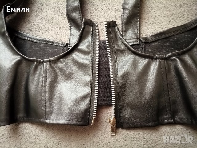 Кожен харнес корсет колан с цип, катарами и презрамки р-р S, снимка 10 - Корсети, бюстиета, топове - 43401018