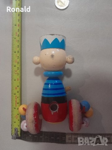 Стара соц дървена играчка, човече, снимка 5 - Антикварни и старинни предмети - 43728717