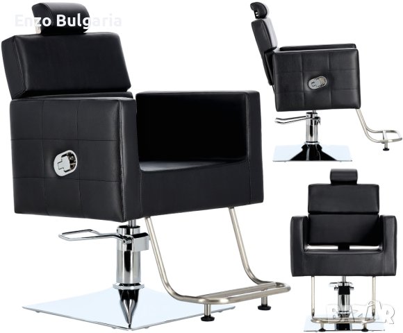 Хидравличен фризьорски стол за фризьорски салон Dylan Barberking LZY-1077A-BLACK, снимка 1 - Бръснарски столове - 43919147
