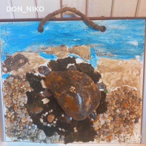Картина костенурка от морски камъни, снимка 3 - Картини - 37973211