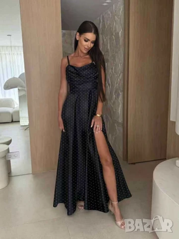 💎Дълги сатенени рокли с камъни , снимка 4 - Рокли - 50623359