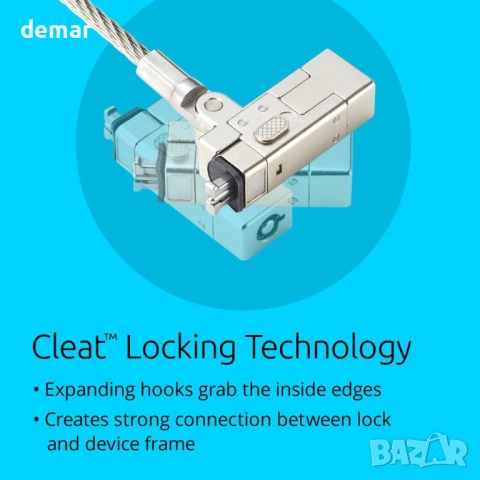 Kensington Slim NanoSaver 2.0 EQ ключалка за лаптоп с ключ, 1,8 м кабел (K60630WW), снимка 5 - Лаптоп аксесоари - 51463454