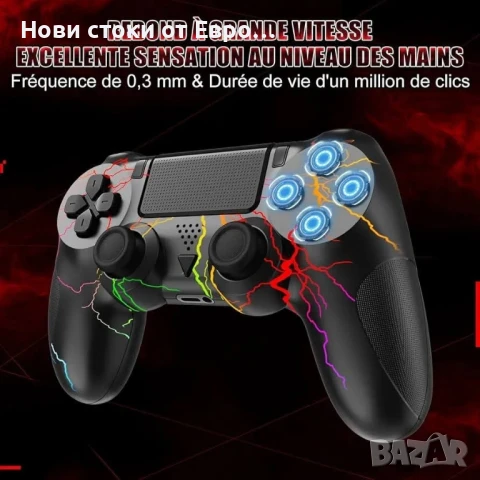контролер за PS4,RGB безж контролер Pro контролер с LED светлина,3.5 мм аудио жак,двойна вибрация, снимка 8 - Аксесоари - 50988424