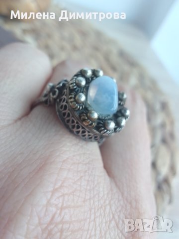 Сребърен пръстен Корона с лунен камък , снимка 9 - Пръстени - 43620923
