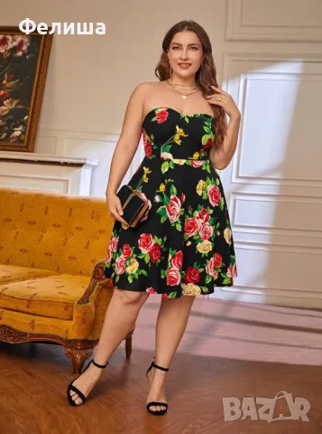 Макси Прекрасна Цветна Рокля с Рози Силно Изразени Цветове , снимка 6 - Рокли - 50125254