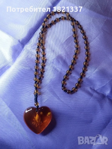 Гердан с кехлибар Сърце, снимка 4 - Колиета, медальони, синджири - 53387506