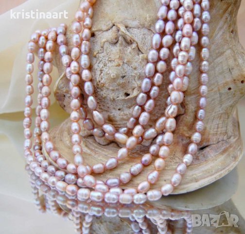 Шестредово колие от лилави естествени перли, снимка 2 - Колиета, медальони, синджири - 38690504