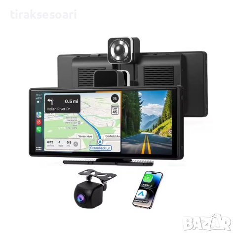 10.26" Преносима Мултимедия 2в1 с Видеорегистратор – Wireless CarPlay / Android Auto, Bluetooth, снимка 2 - Аксесоари и консумативи - 52830256