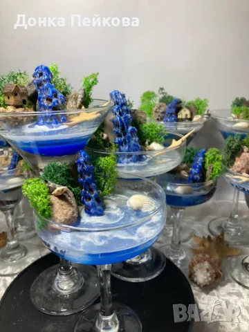 Декорация в чаша със скандинавски мъх и епоксидна смола, снимка 7 - Стайни растения - 47478962