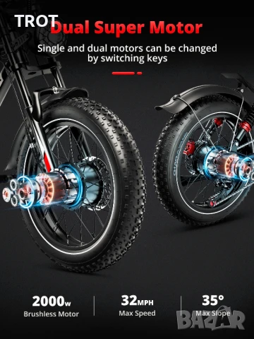 Мощен Електрически Велосипед 48V 25Ah 2000W, развиващ до 50 км/ч, снимка 4 - Велосипеди - 51271171