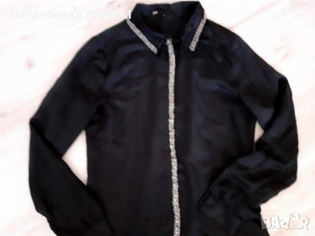 Черна риза с паети, снимка 1