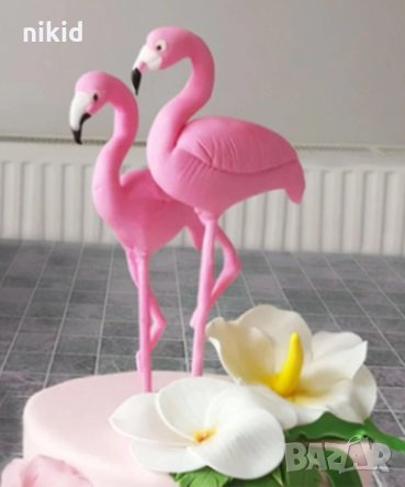 Фламинго на клечка пластмасов топер фигурка за торта , снимка 2 - Други - 35471472