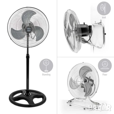 Вентилатор на стойка 18''Muhler FM-8138D 3в1, 70W, индустриален, на стойка, стена, под