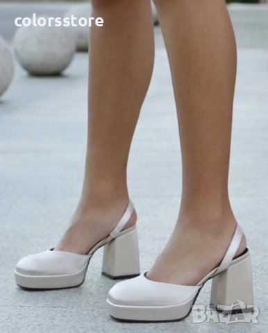 Сандали на ток - бежов сатен - VSN3-1