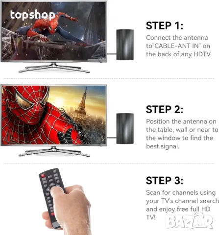 Най-новата телевизионна антена до 550+ мили, цифрова HD антена, снимка 2 - Приемници и антени - 50503839