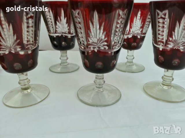 кристални чаши цветен червен кристал, снимка 2 - Антикварни и старинни предмети - 26953758