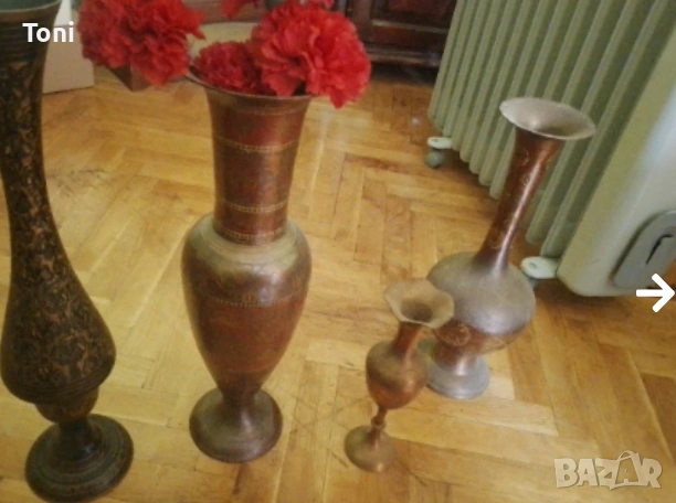 индийска ваза 4 броя, индийска купа 6 броя-SKE,CHINAR,Ramnath+1 ибрик-(handmade made in india), снимка 8 - Антикварни и старинни предмети - 53417140