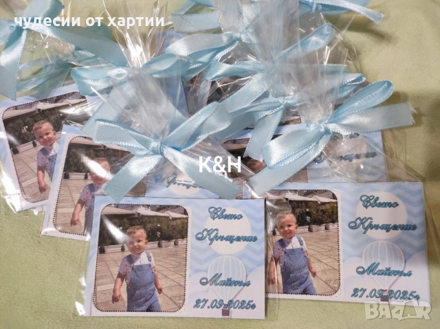 Магнити със снимка подаръци за гости Кръщене Погача Рожден ден