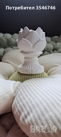 красиви свещници от керамичен гипс и свещи от соев восък. , снимка 5 - Декорация за дома - 49324860