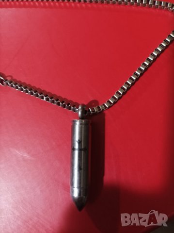 Бижута аксесоари Верижка с куршум с гравиран кръст , снимка 2 - Колиета, медальони, синджири - 39653795