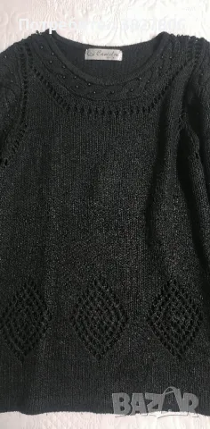 Плетен пуловер черен, снимка 4 - Блузи с дълъг ръкав и пуловери - 50259410