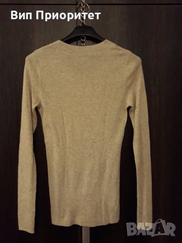 Плетена сива блузка с дълги ръкави, мека, комфортна, вертикален рипс, предаващ елегантност, открито , снимка 6 - Блузи с дълъг ръкав и пуловери - 37455382