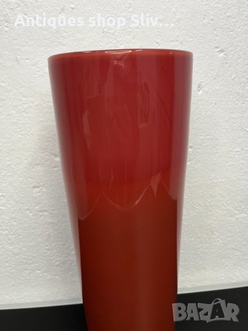 Стъклена червена ваза - Depot. №4954, снимка 2 - Колекции - 43921444