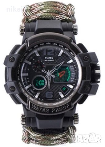 мъжки часовник 8в1 TACTICAL MILITARY SURVIVAL паракорд компас запалка, снимка 6 - Мъжки - 42946279