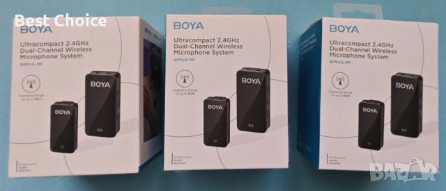 Професионален безжичен микрофон Boya Ultracompact 2.4  WMic5-M1 Dual-Channel, снимка 5 - Микрофони - 52818508