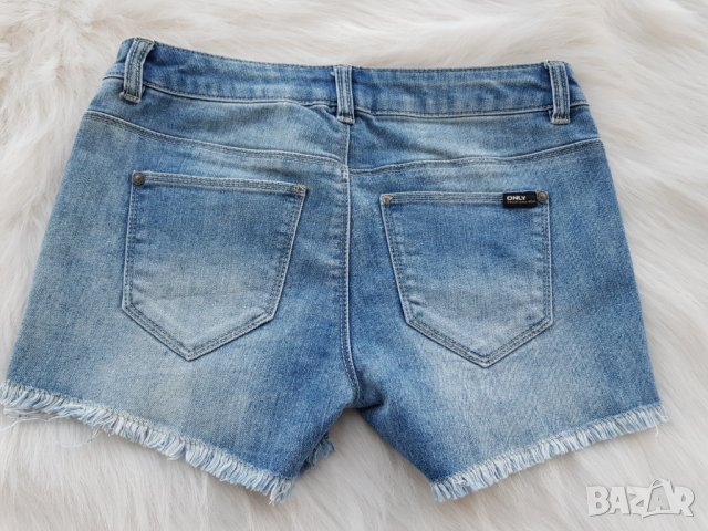 Къси дънкови панталони с дантела размер С, снимка 2 - Къси панталони и бермуди - 28832036