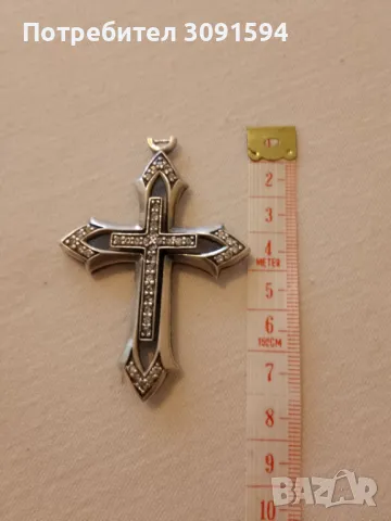 Много красив голям сребърен кръст със циркони проба925, снимка 14 - Антикварни и старинни предмети - 47621877