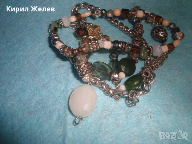 ВИНТИДЖ СРЕБРИСТО КРАСИВО КОЛИЕ с ФАСЕТИРАНИ ПОЛУСКЪПОЦЕННИ КАМЪНИ АРТ ХЕНД-МЕЙД 26639, снимка 10 - Колиета, медальони, синджири - 34806156