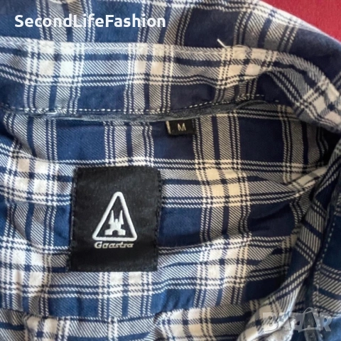 Мъжка карирана синя риза с дълъг ръкав GAASTRA размер M, снимка 2 - Ризи - 53203909