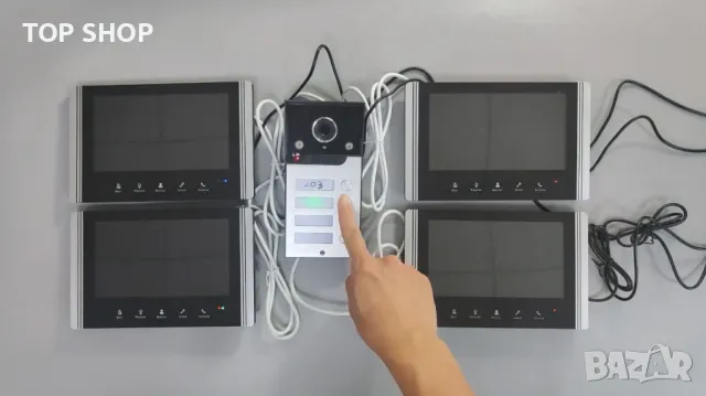 НОВ видеодомофон за 3 или 4 апартамента, 9 инча нощно виждане, дистанционно отключване двупосочен, снимка 4 - Други - 49266515