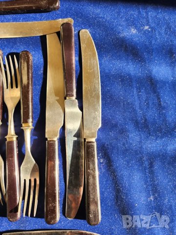 вилици, ножове, лъжици / руски к-т за хранене, 18 броя,  солидни прибори, СССР, черни дръжки, снимка 5 - Прибори за хранене, готвене и сервиране - 45973678