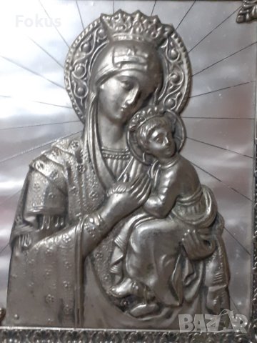 Интересна метална икона Богородица религия, снимка 3 - Антикварни и старинни предмети - 43383055