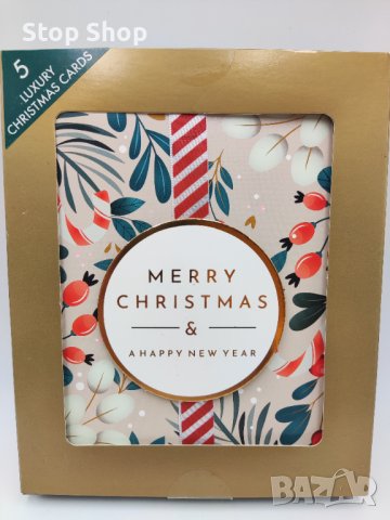 5 броя луксозни коледни картички с 5плика , снимка 6 - Декорация за дома - 38748049