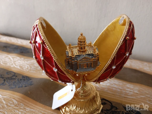 Кутия за бижута, яйце в стил Фаберже, с Храм , снимка 3 - Антикварни и старинни предмети - 50919744