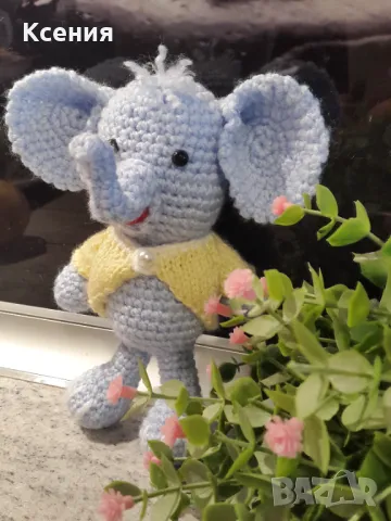 Плетена играчка Слон, Слонче, Плетени, ръчно изработени, прекрасен подарък, снимка 3 - Плюшени играчки - 48387148