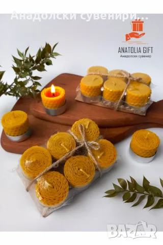 Свещ от естествен пчелен восък от пчелна пита Tealight Стандартен размер Свещ от пчелен восък за кад, снимка 2 - Декорация за дома - 47312952