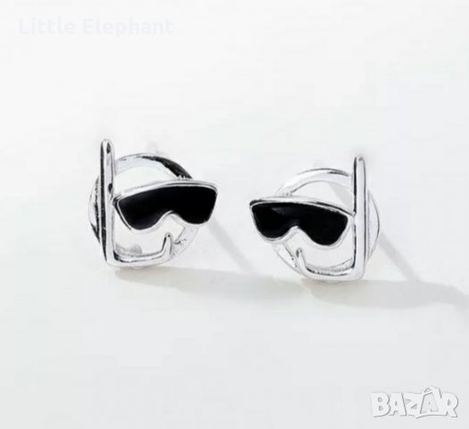 -50%-Сребърни обеци"Emoji swimers"/нови