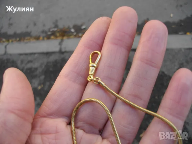 СТАР ПОЗЛАТЕН КЮСТЕК ЗА ДЖОБЕН ЧАСОВНИК, снимка 4 - Антикварни и старинни предмети - 48086429