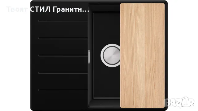 Черна кухненска мивка от гранит Копенхаген 620х500 Top 45, снимка 5 - Мивки - 48984066