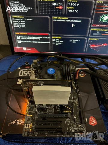 Дънна платка GIGABYTE H170-HD  DDR3 и  Процесор i5-6600K и рам 16gb